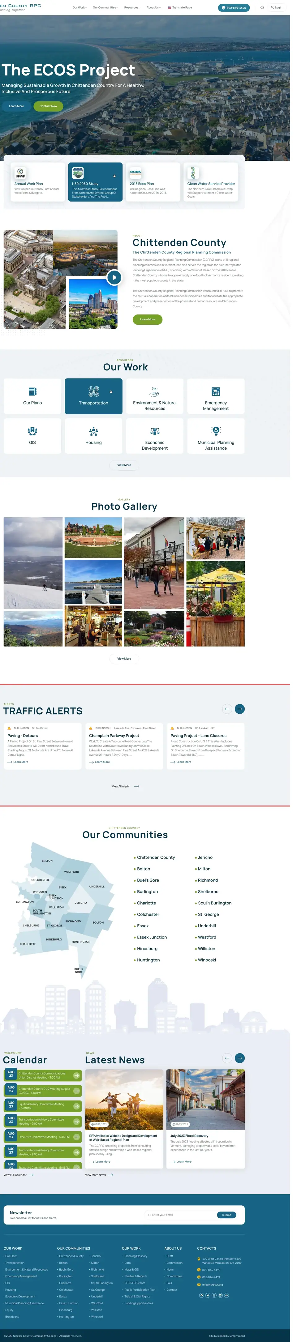 Full-page concept for Chittenden County Regional Planning Commission's website