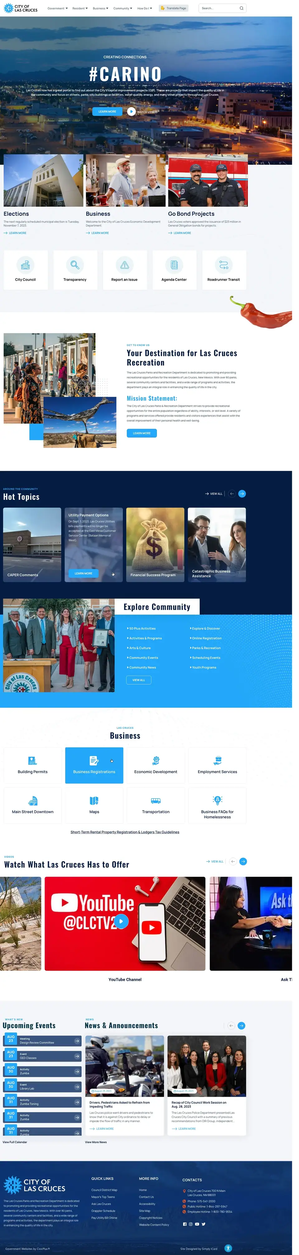 Full-page concept for City of Las Cruces's website
