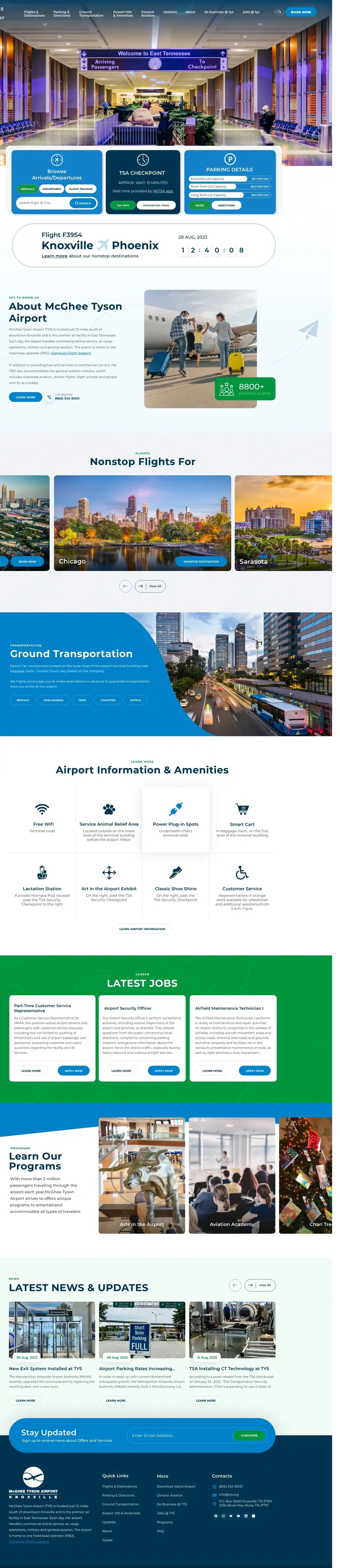 Full-page concept for McGhee Tyson Airport's website