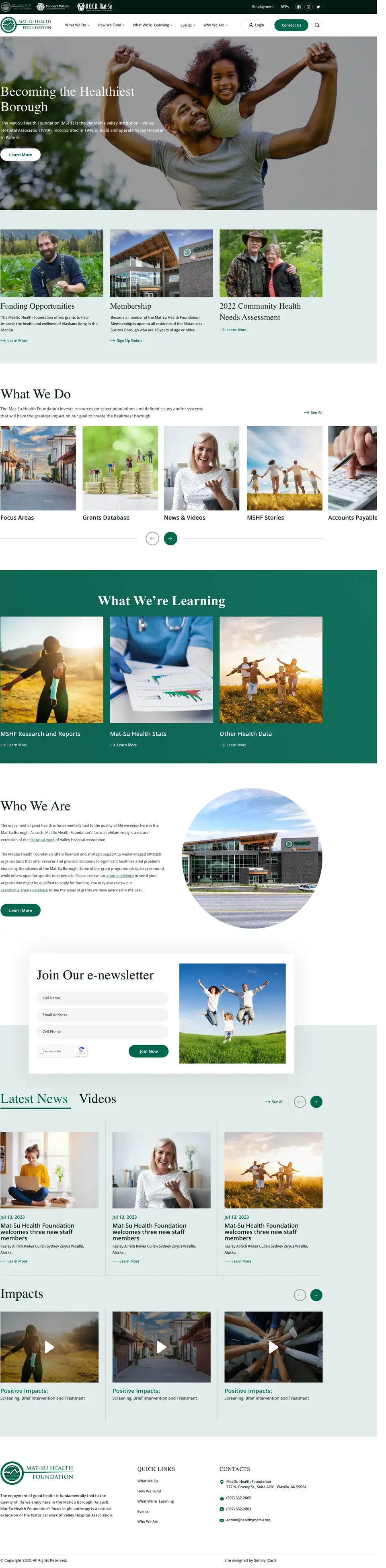 Full-page concept for Mat-Su Health Foundation's website