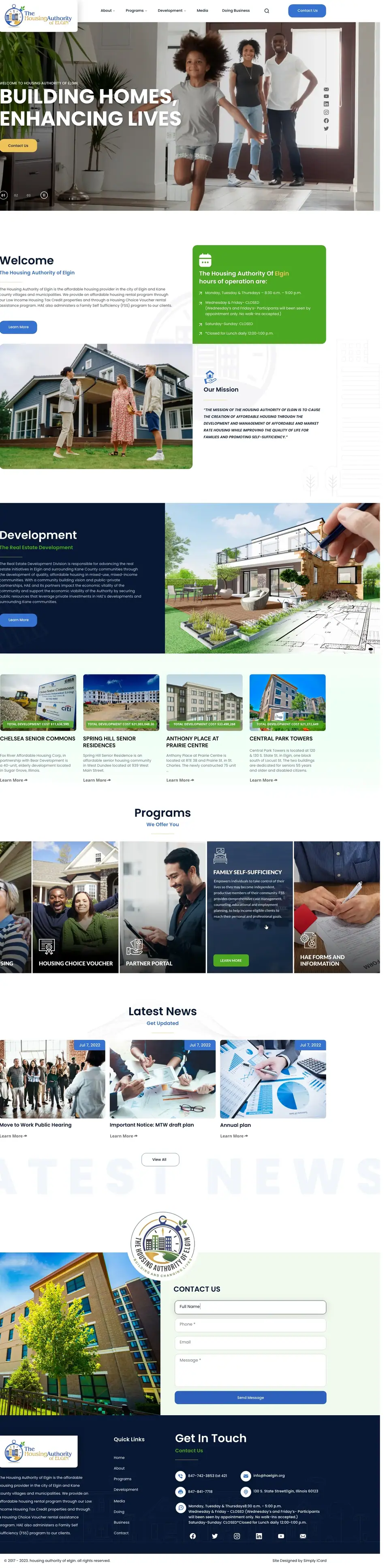 Full-page concept for Housing Authority of Elgin's website