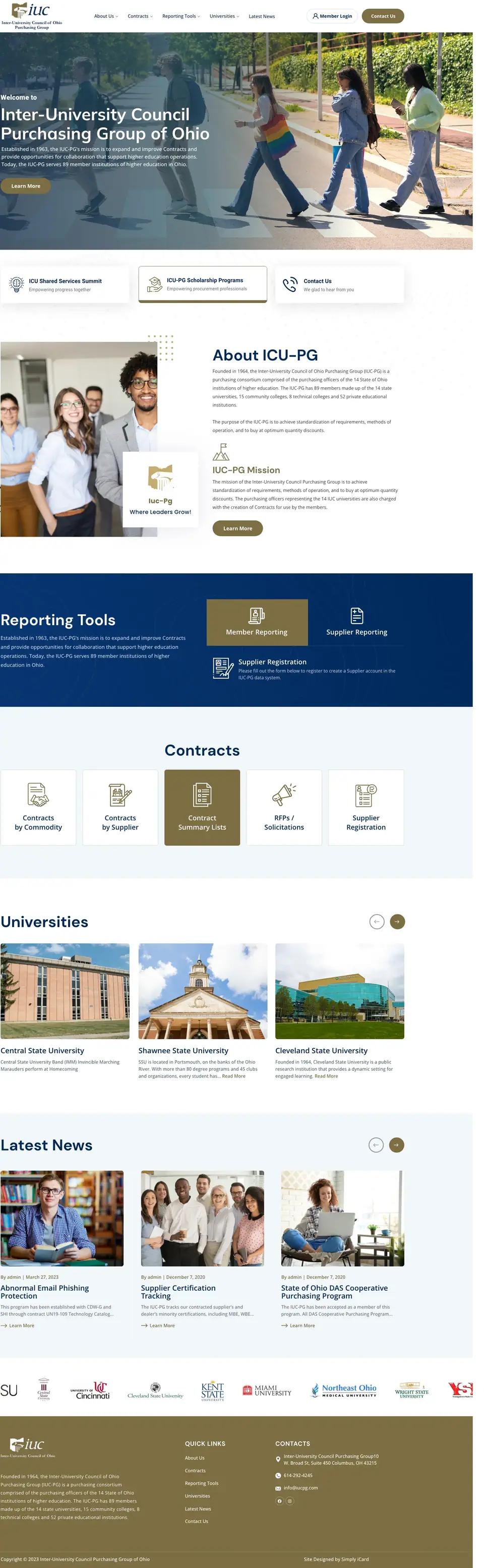 Full-page concept for Inter-University Council Purchasing Group of Ohio's website