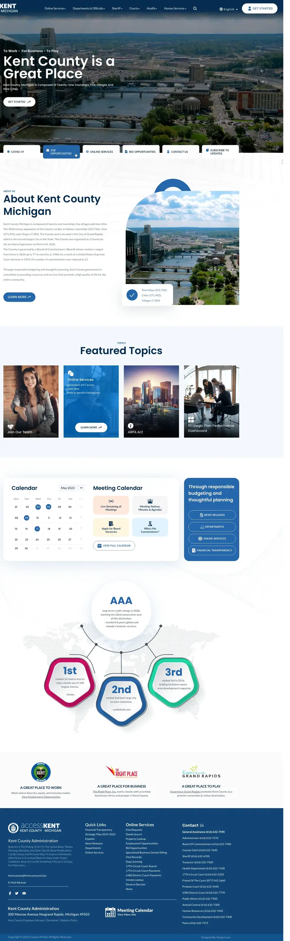 Full-page concept for Kent County's website