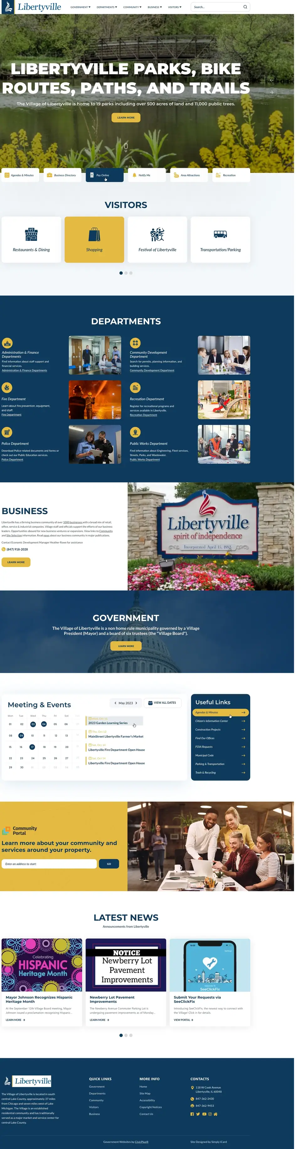Full-page concept for Village of Libertyville's website