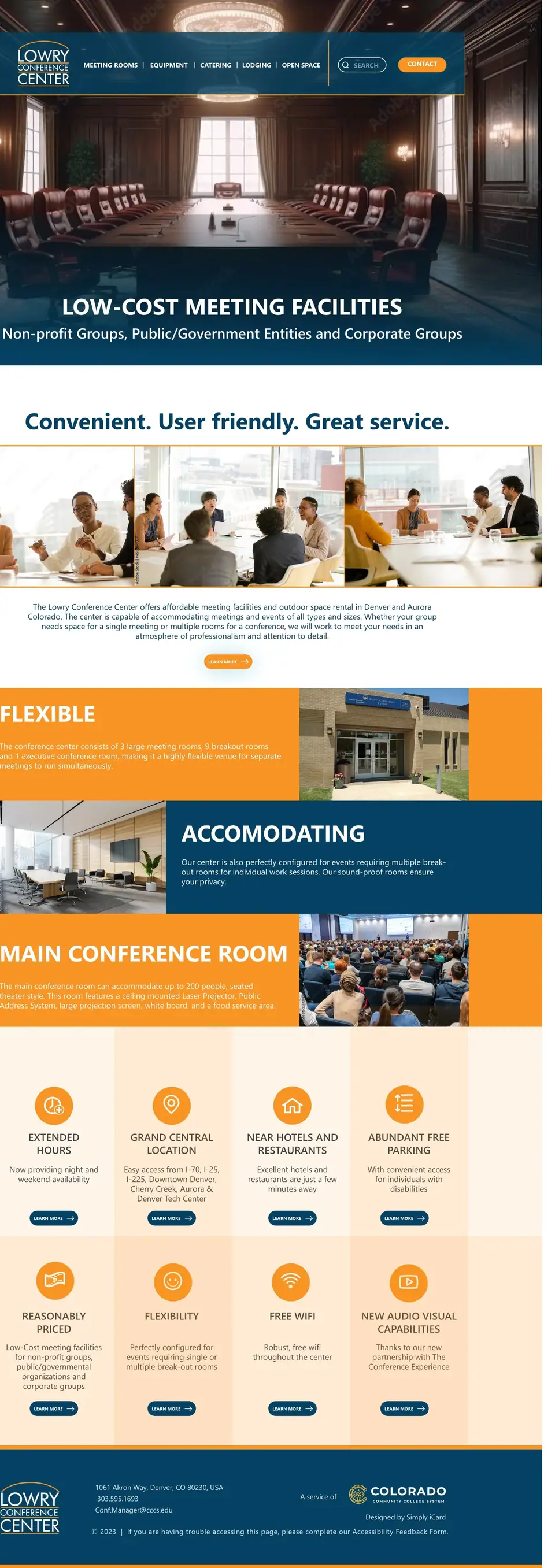 Full-page concept for Lowry Conference Center's website