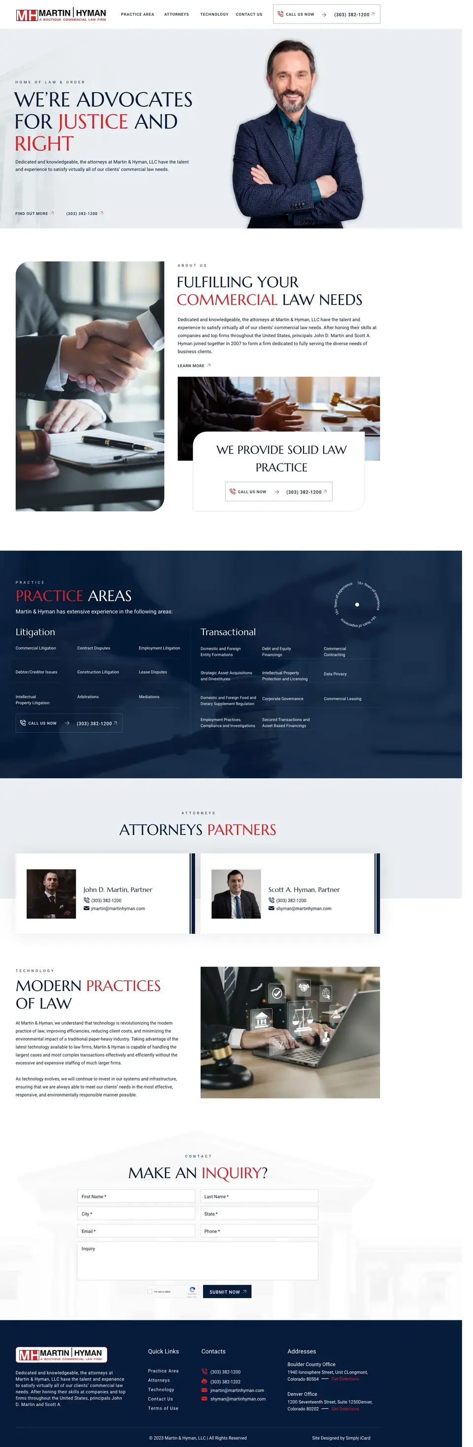 Full-page concept for Martin & Hyman LLC's website