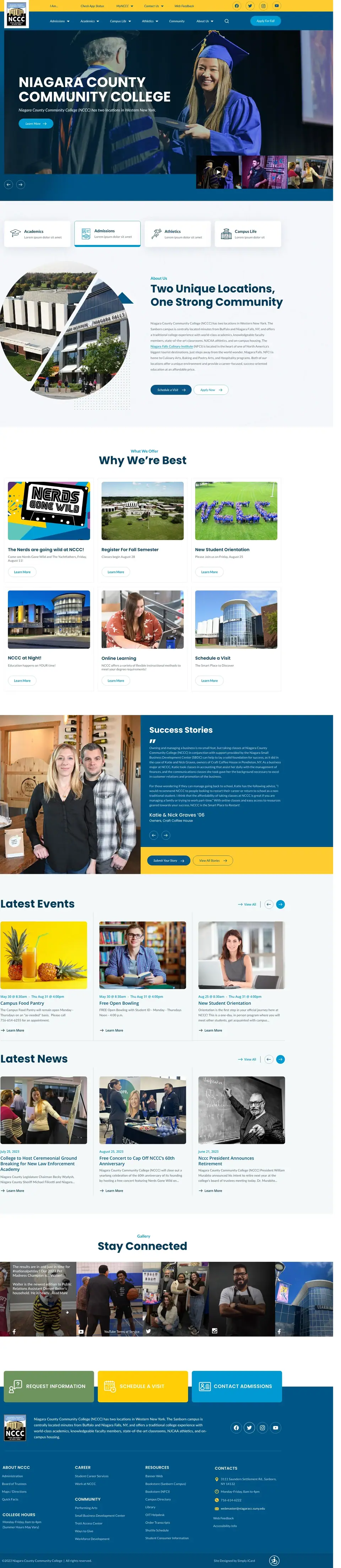 Full-page concept for Niagara County Community College's website