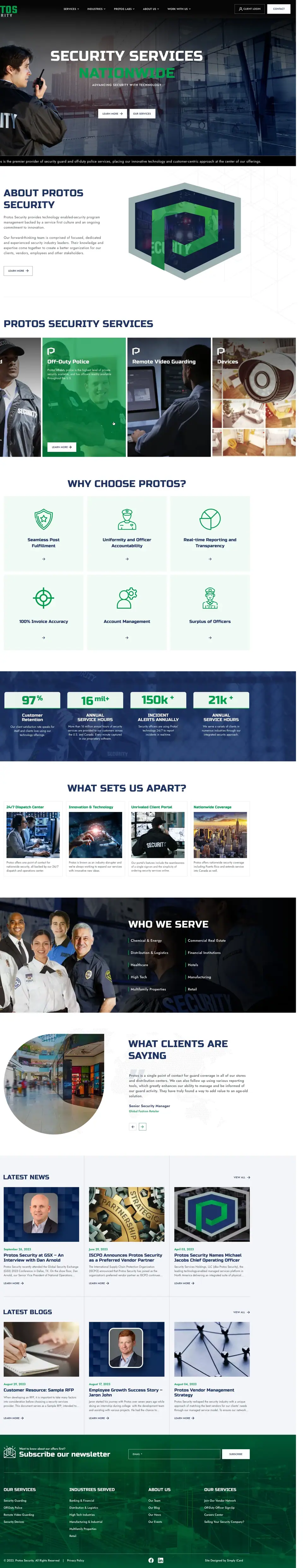 Full-page concept for Protos Security's website