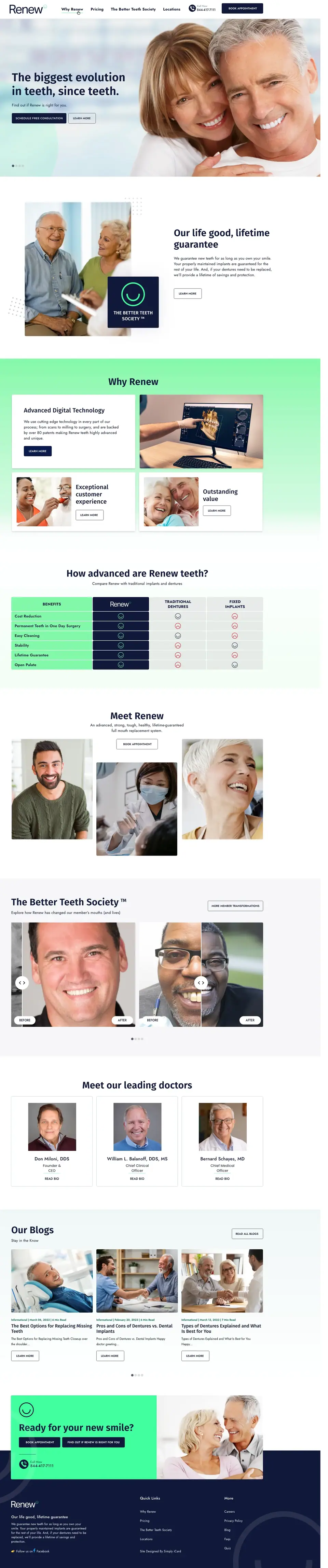 Full-page concept for Renew's website