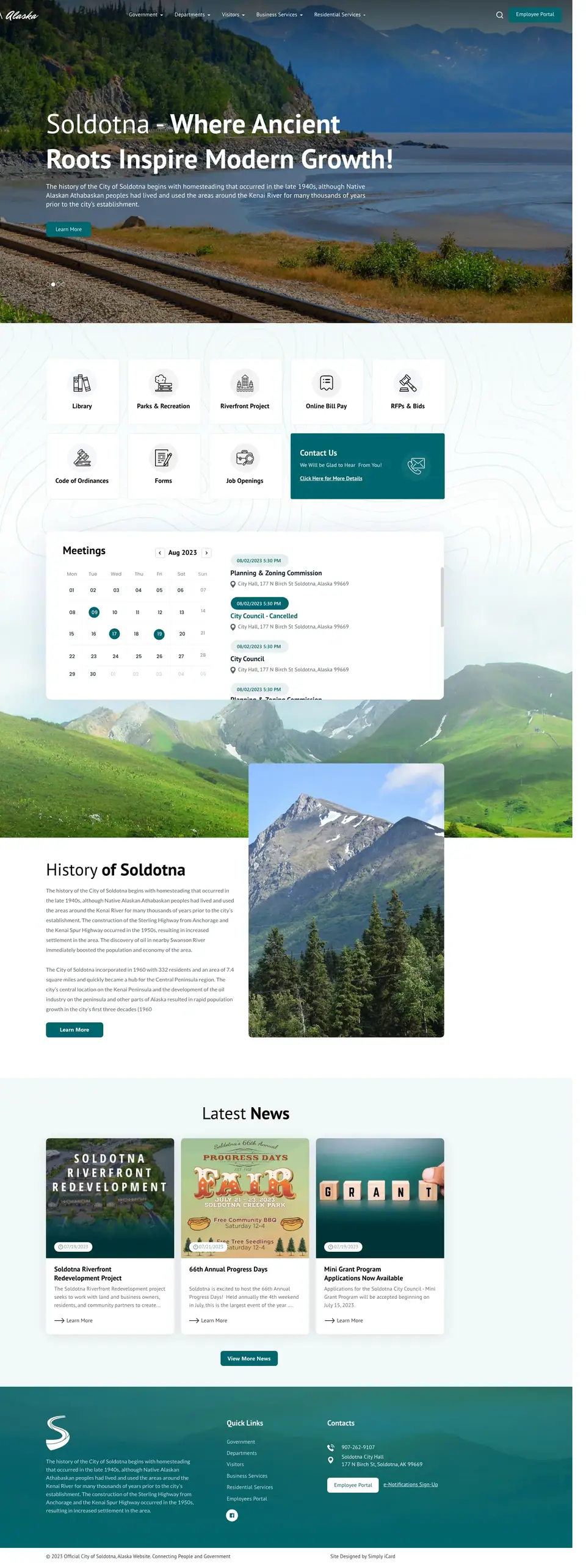 Full-page concept for City of Soldotna's website