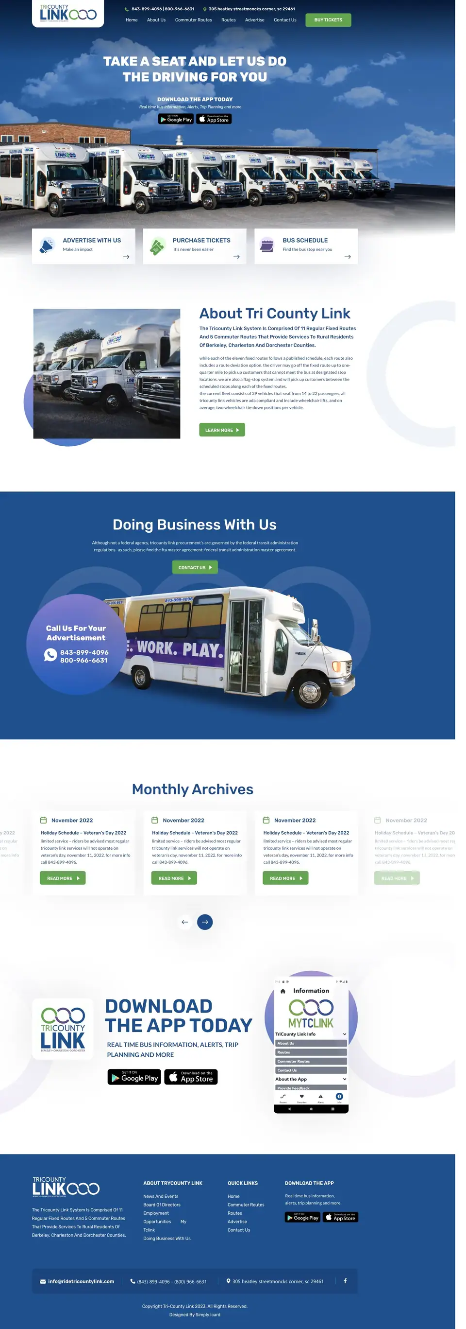Full-page concept for TriCounty Link's website