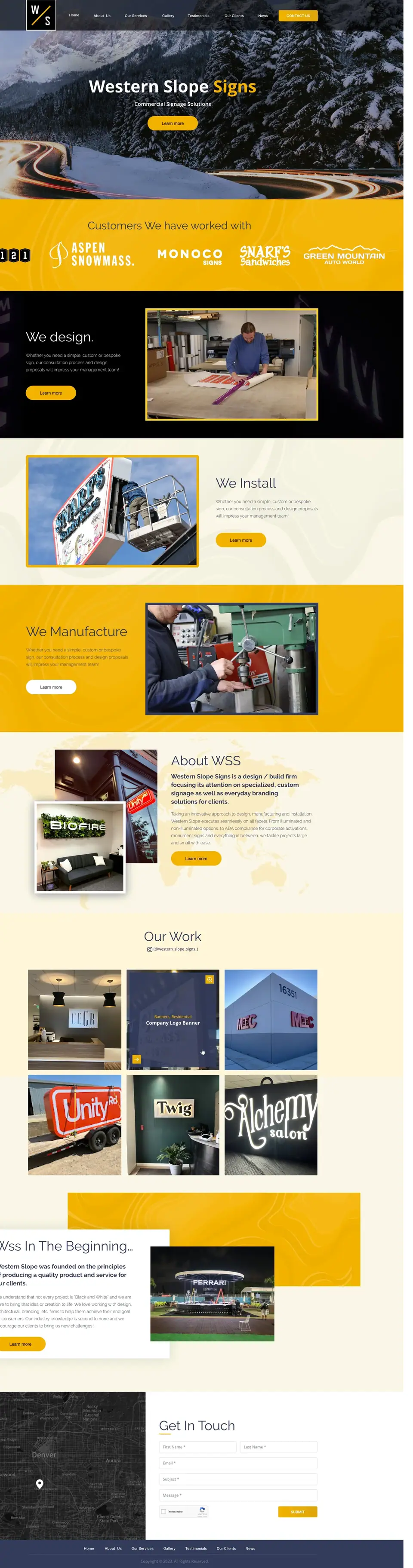 Full-page concept for Western Slope Signs's website